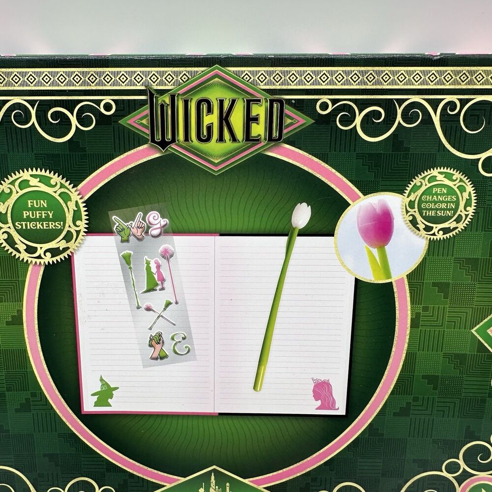 WICKED MOVIE GIFT 2024 - JOURNAL (40 SHEETS) SET WITH PEN (CHANGES),  & STICKERS - Picture 6 of 7